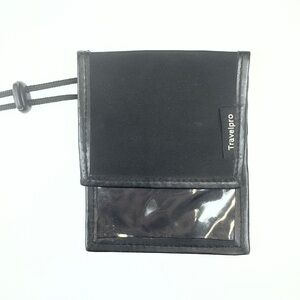 Travelpro passport holder wallet with ID window and adjustable cord - black